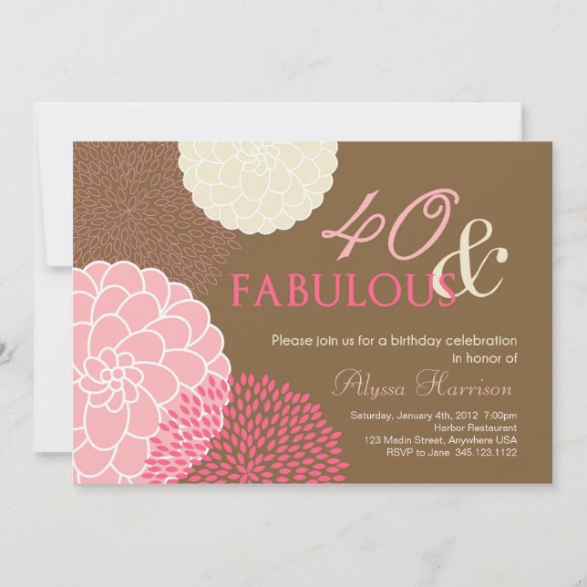 Convite 40 do partido de aniversário de 40 anos e (Frente)