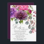 Convite 40 e fabulosa aniversário de 40 anos Floral Elegan<br><div class="desc">40 e Fabulosa aniversário de 40 anos Floral Invtions apresenta um buquê de flor de cor d'água na moda em rosa, roxo e burgundy com verde. Basta adicionar seu texto personalizado para seus convites de 40 anos. Personalizado editando o texto nas caixas de texto fornecidas. Elaborado por ©Evco Studio www.zazzle.com/store/evcostudio...</div>
