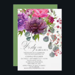 Convite 40 e fabulosa aniversário de 40 anos Floral Elegan<br><div class="desc">40 e Fabulosa aniversário de 40 anos Floral Invtions apresenta um buquê de flor de cor d'água na moda em rosa, roxo e burgundy com verde. Basta adicionar seu texto personalizado para seus convites de 40 anos. Personalizado editando o texto nas caixas de texto fornecidas. Elaborado por ©Evco Studio www.zazzle.com/store/evcostudio...</div>
