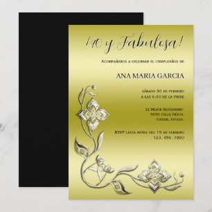 Convite ¡40 e Fabulosa! Aniversário Elegante Com Joias
