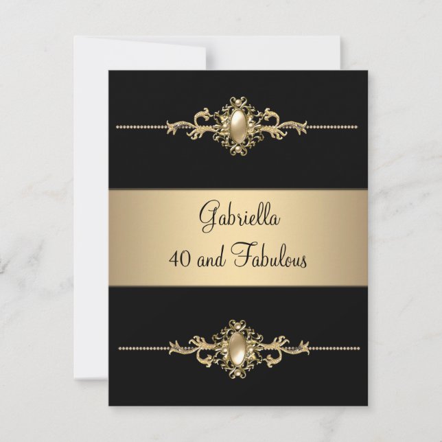 Convite 40 e fabulosa Festa de aniversário de café preto (Frente)