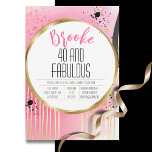 Convite 40 e Fabuloso aniversário de 40 anos Abstrato pret<br><div class="desc">Procurando um retrô para a grande festa do aniversário de 40 anos? Algo que vai adicionar bastante diversão à comemoração? Você pode adicionar uma mensagem pessoal e o nome dela também!</div>