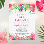 Convite 40 e Fabuloso Aniversário Luzes Tropicais Havaiana<br><div class="desc">Esses 40 e fabulosos convites de festas de aniversários tropicais apresentam design de aquarela de flores tropicais,  folhagem e linhas de luz. Personalize-os com o seu próprio texto.</div>
