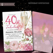 40 e Fabuloso Floral Champanhe Aniversário 