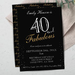 Convite 40 e Fabuloso Roteiro Negro Elegante Aniversário<br><div class="desc">40 e Fabuloso Convite de Aniversário para Script Elegante Negro. Convite à bolsa mensageifesta de aniversario elegante negra. O padrão fabuloso está do lado de trás. Personalize o texto do convite. Excelente para a festa de aniversário de 40 anos.</div>