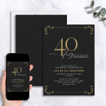 Convite 40 & Fabuloso Aniversário de Caligrafia Dourada e<br><div class="desc">É seu aniversário especial, e é hora de comemorar! Você quer jogar o melhor baluarte na cidade? Certifique-se de que comece com o melhor estilo com este convite de aniversário para caligrafia Dourada e preto 40. Certamente dará o tom para uma celebração glamourosa. Este belo convite apresenta caligrafia escrita à...</div>