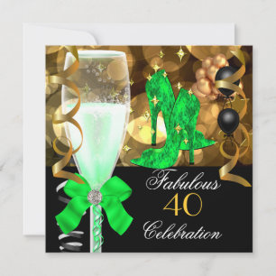 Convite 40 & Fabuloso Aniversário de Limão Verde Preto e D