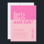 Convite 40, Flirty & Fab Pink aniversário de 40 anos Convi<br><div class="desc">Faça da sua celebração de aniversário de 40 anos um caso inesquecível com o nosso Convite de Aniversário Rosa "Quarenta, Flirty e Fab"! Esse convite ousado e na moda capta perfeitamente o espírito de fazer quarenta anos com seu tema rosa vibrante e a tipografia moderna. Nosso design de convite apresenta...</div>