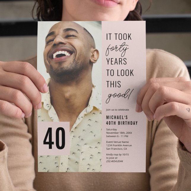 Convite 40 Modern Photo aniversário de 40 anos Party (Criador carregado)