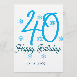 Convite 40th birthday add name date year blue template
