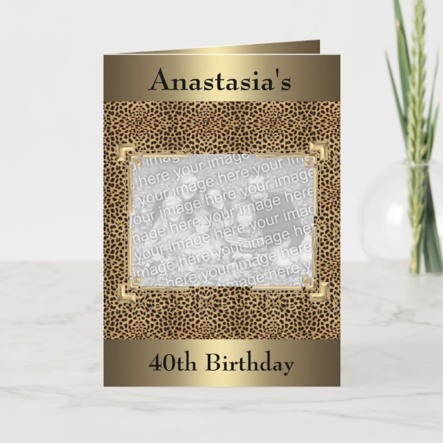 Convite 40th Birthday Gold Animal Print Photo Invite (Frente)