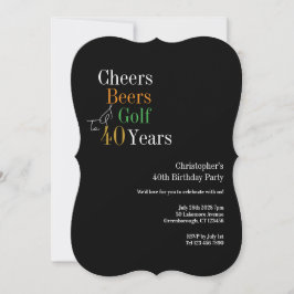Convite 40th Birthday Golf Cheers Beers Party