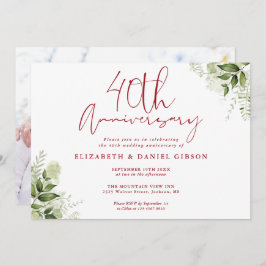 Convite 40th Wedding Anniversary Greenery Floral Photo