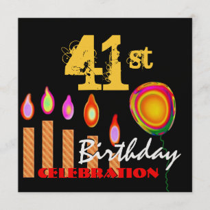 Convite 41ruas Velas Douradas de Aniversário e Balão Met