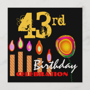 Convite 43º Aniversário, Douradas Velas e Balão Metáli
