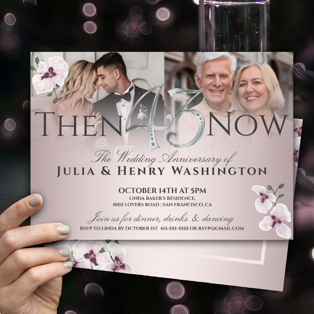 Convite 43rd Anniversary Soft Blush Orchid (Criador carregado)