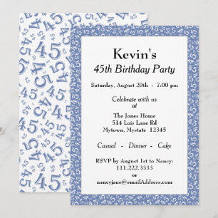 Convite 45ª Festa de aniversário, Padrão de Número Bra