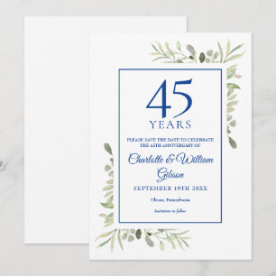 Convite 45º aniversário 65º aniversário Salve a data verde