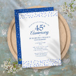 Convite 45º aniversário 65 anos Sapphire Blue Love Hearts<br><div class="desc">Apresentando delicados corações de amor azul-safira confetti. Personalize com suas informações especiais de 45º ou 65º aniversário de casamento em tipografia chica. Projetado por Thisnotme©</div>