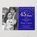 Convite 45º aniversário de casamento com a foto - Dourado<br><div class="desc">45º Convite de Aniversário de Casamento com Foto. Design elegante em ouro e azul-real de safira com letra de script e confete. Pode ser personalizado para mostrar qualquer ano de casamento. Saúde para 45 anos!</div>