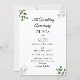 Convite 45º aniversário de casamento da Green Leaf