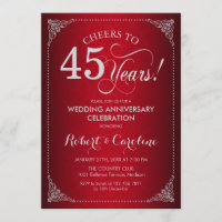 45º Aniversário de Casamento - Damasco Prata Verme