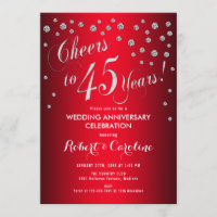 45º Aniversário de Casamento - Vermelho & Prata