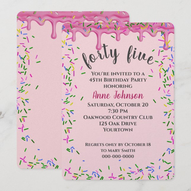 Convite 45.º Aniversário, Grito Rosa E Préguas (Frente/Verso)