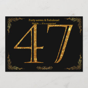 Convite 47.a Festa de aniversário,Gatsby styl,dourado pre