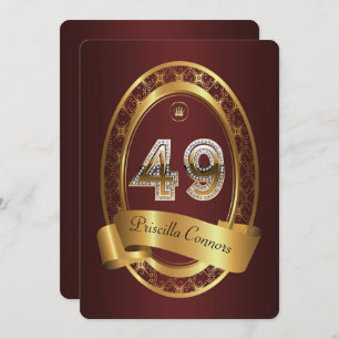 Convite 49th, homem da mulher da festa de aniversário, cor