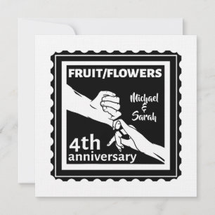 Convite 4.º aniversário de casamento com mãos românticas