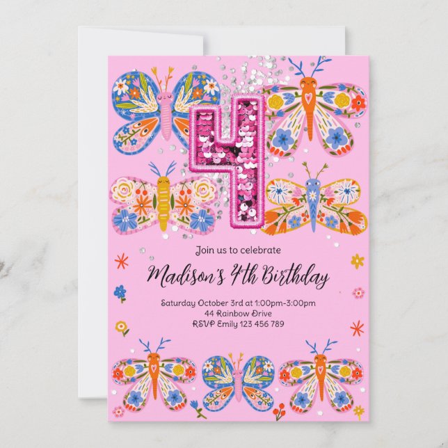 Convite 4.º Borboleta de Aniversário (Frente)