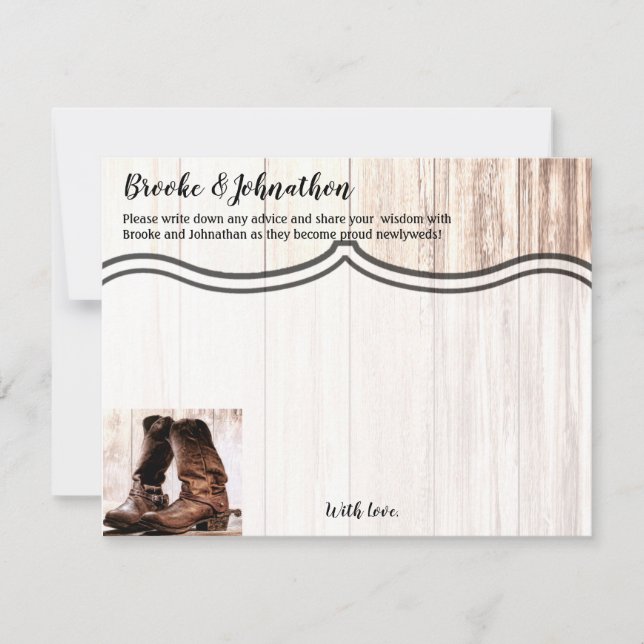 Convite 4.25x5.5 Advice Card Boots Country Rustic Western (Frente)