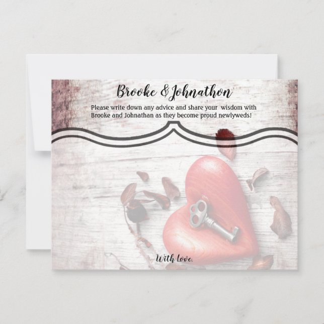 Convite 4.25x5.5 Advice Card Country Wood Key to my Heart (Frente)