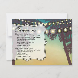 Convite 4.25x5.5 Direction Card Beach Sunset Palm Trees Ru