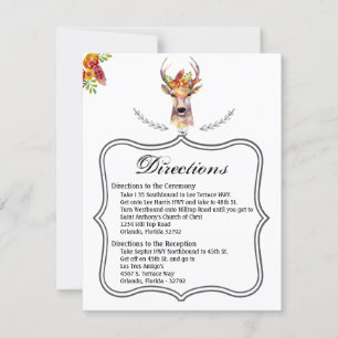 Convite 4.25x5.5 Direction Card boho veado Buck Head Brown