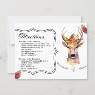 Convite 4.25x5.5 Direction Card boho veado Buck Head Brown