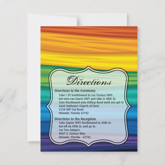 Convite 4.25x5.5 Direction Card lgbtq arco-íris flag lésbi (Frente)