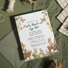 Convite 4 coelhos e ovos Brunch e Caça de Ovos na Páscoa