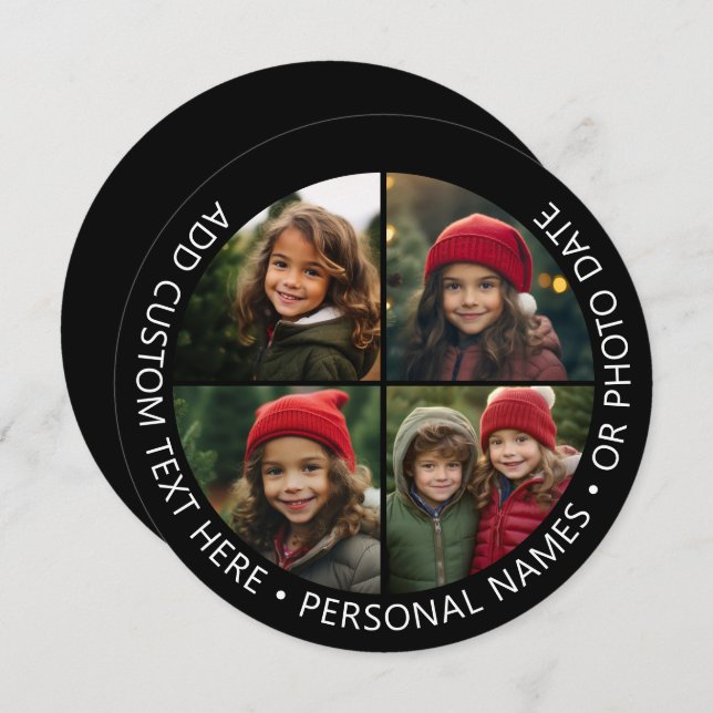 Convite 4 Colagem de Fotos com Curvatura Texto Personaliza (Frente/Verso)