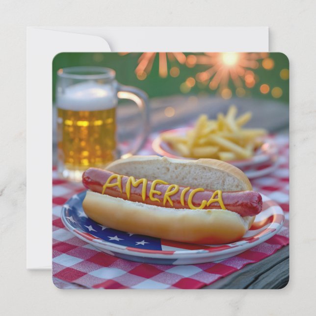 Convite 4 de julho American Hot Dog (Frente)