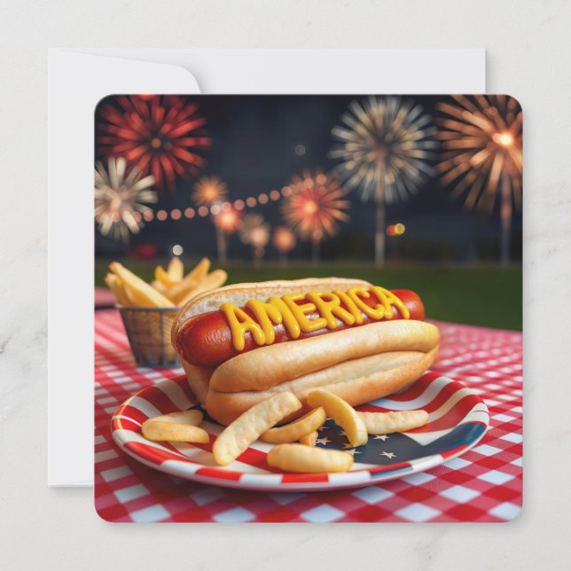 Convite 4 de julho American Hot Dog (Frente)