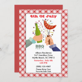Convite 4 de julho Beer e Franks CHURRASCO do Partido Picn