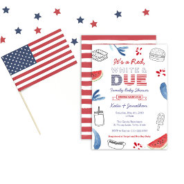Convite 4 de julho Chá de fraldas da família Red White Dev