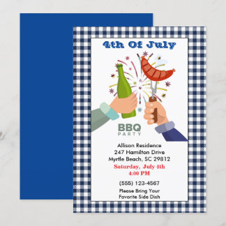 Convite 4 de julho de Beer e Franks CHURRASCO Picnic Party