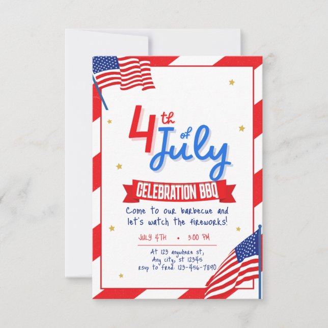 Convite 4 de julho de CHURRASCO (Frente)