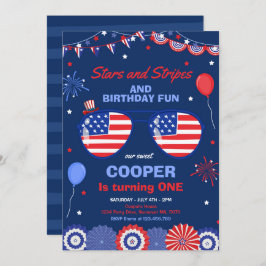 Convite 4 De Julho De Estrelas E primeiros aniversarios De