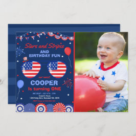 Convite 4 De Julho De Estrelas E primeiros aniversarios De