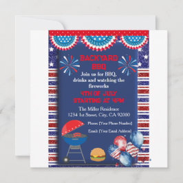 Convite 4 de julho design de Churrasco de festa do dia da