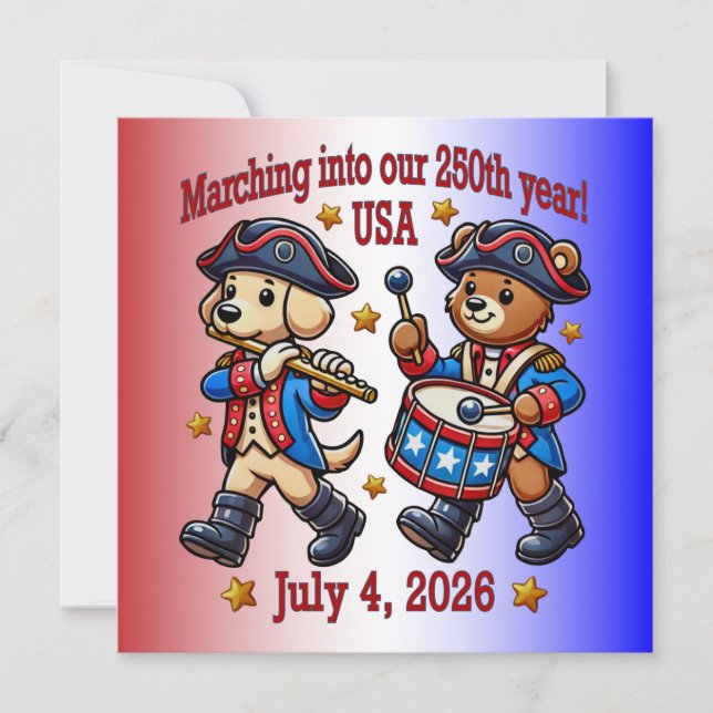 Convite 4 de julho EUA 250º aniversário Semiquincentenário (Frente)